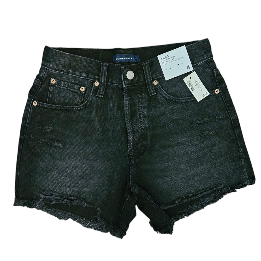 Aeropostale 90's High Rise Black Denim Shorts - Picture 6 of 7